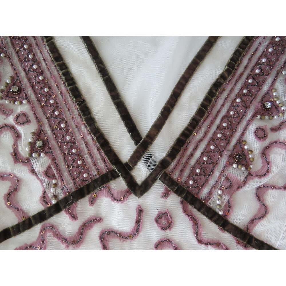 Vintage Pinko Italian 90s Silk Blend Embroidered Beaded Mesh Cami Made in Italy - Picture 7 of 11